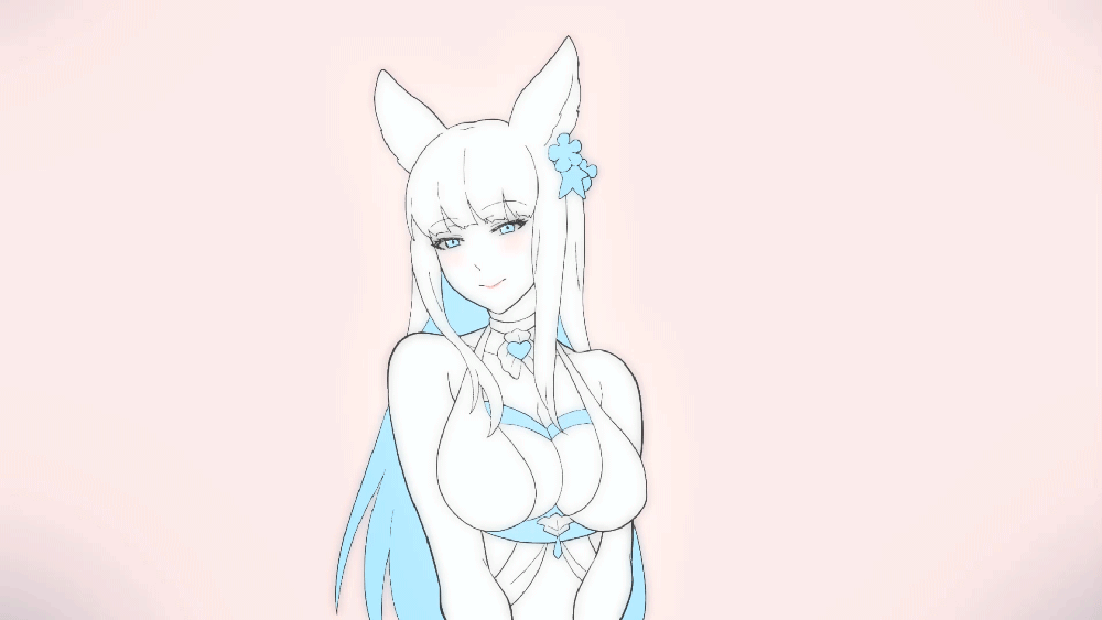 1girl, :d, animal_ears, animated, animated_gif, armpits, arms_up, bangs