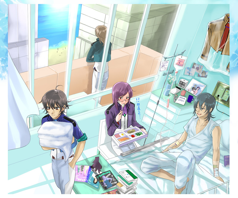 ask, ask_(densicho), bed, gundam, gundam_00, hospital, hospital_bed, intravenous_drip