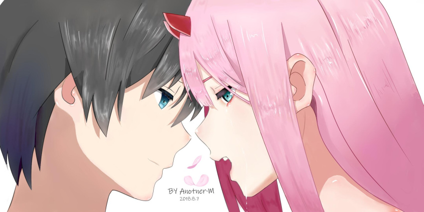 1boy, 1girl, another-m, artist_name, bangs, black_hair, blue_eyes, commentary