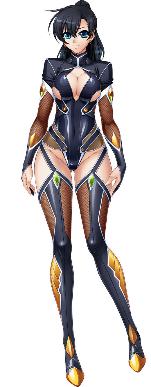 1girl, armor, bangs, black_footwear, black_hair, black_legwear, black_leotard, boots
