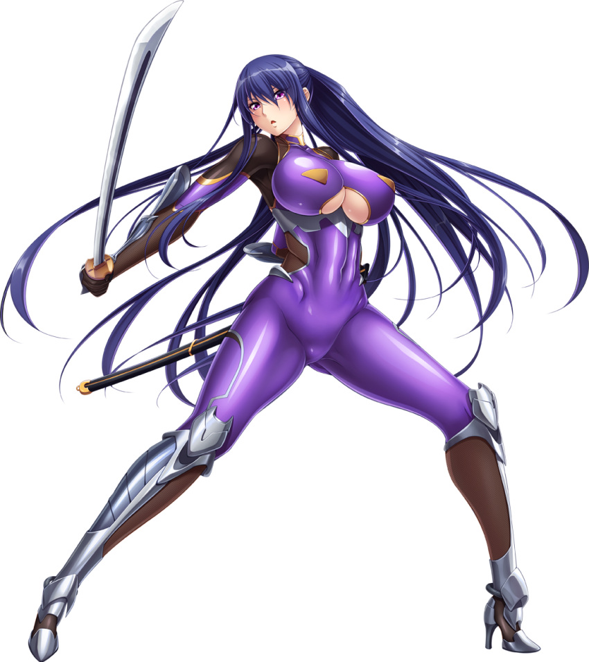 1girl, akiyama_rinko, aoi_nagisa_(metalder), arm_guards, armor, bangs, blue_hair, blush