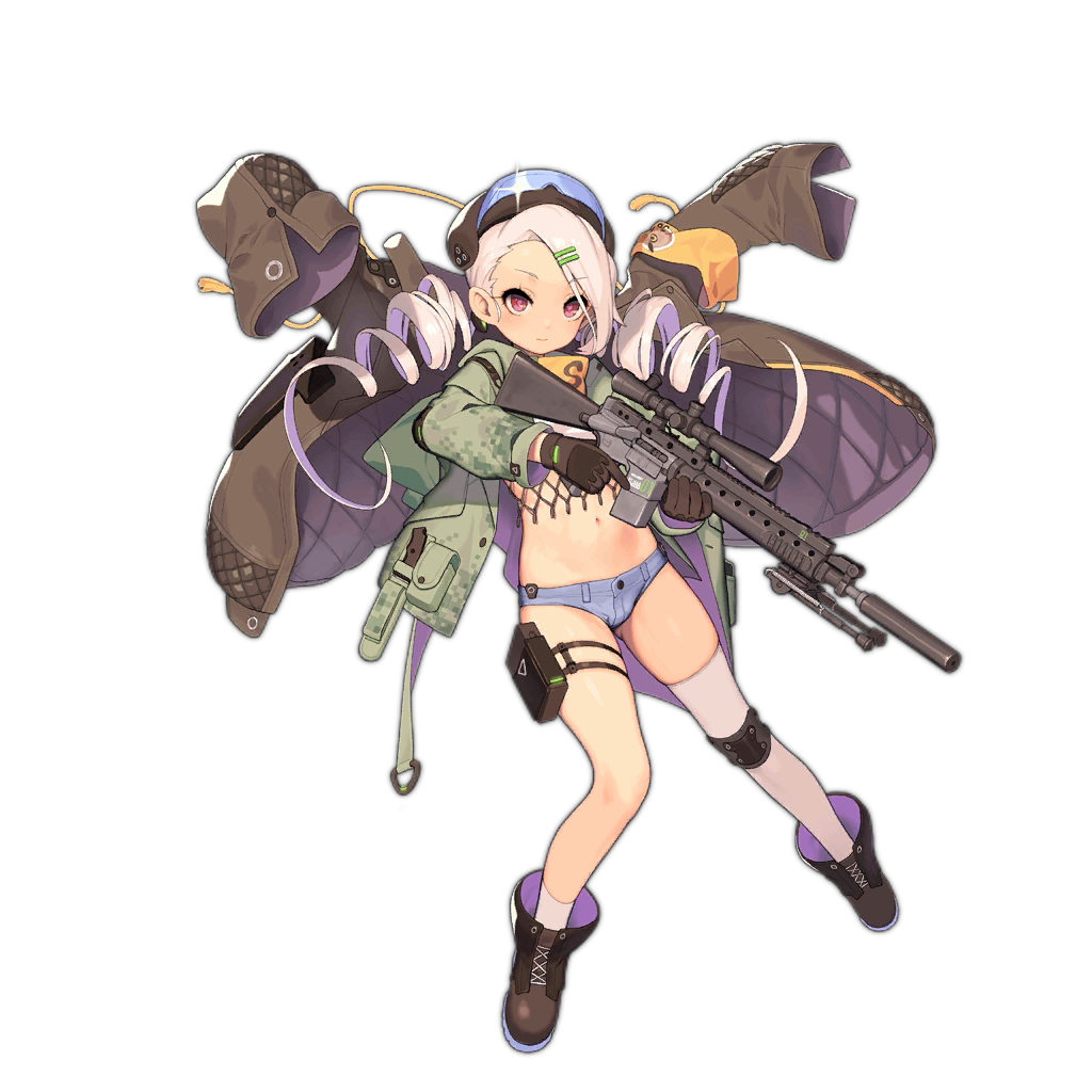 1girl, armband, artist_request, asymmetrical_legwear, denim, denim_shorts, digital_camouflage, drill_locks