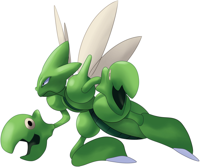aggrav8edartist, beta_pokemon, bug, claws, creatures_(company), game_freak, gen_2_pokemon, green_skin, highres, insect, insect_wings, nintendo, pincers, pokemon, pokemon_gsc_beta, scizor, wings