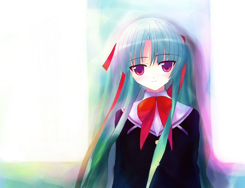 bow, burenhiruto_shiruto, long_hair, nanao_yuki, owari_no_chronicle, red_eyes, twintails, uniform
