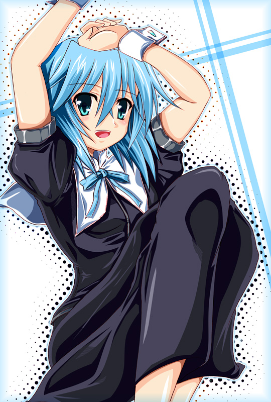 blue_hair, dress, mahou_shoujo_lyrical_nanoha, mahou_shoujo_lyrical_nanoha_strikers, numbers, numbers_(nanoha), ribbon, ribbons