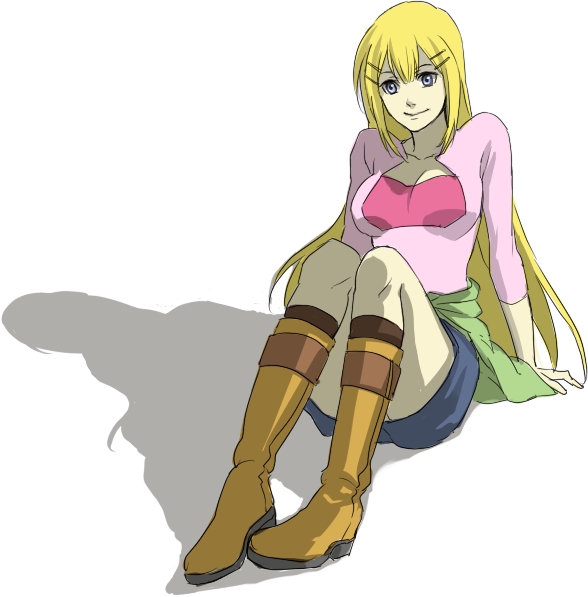 blonde_hair, blue_eyes, boots, gundam, gundam_00, hair_ornament, hairclip, hairpin