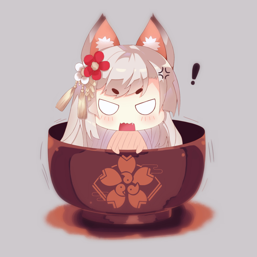 !, 1girl, anger_vein, animal_ears, azur_lane, bangs, blush, commentary_request