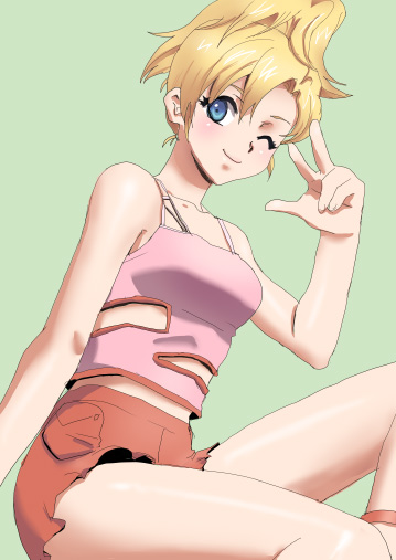 blonde_hair, blue_eyes, camisole, collarbone, collarbones, elle_vianno, gundam, gundam_zz