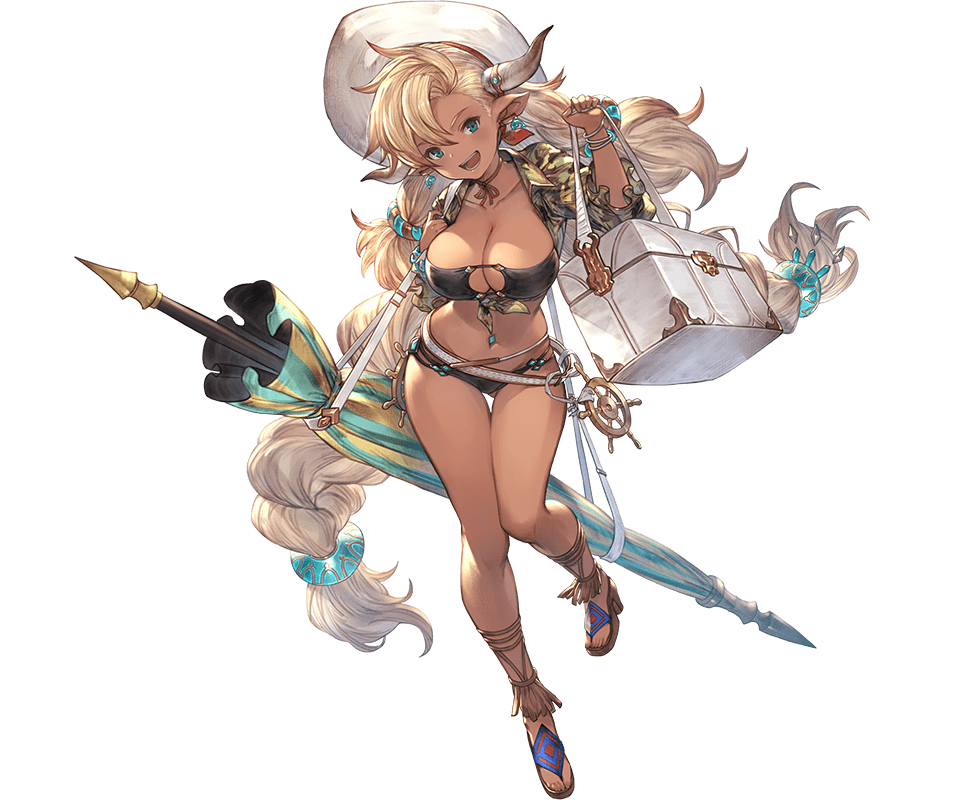 1girl, almeida_(granblue_fantasy), alpha_transparency, ass_visible_through_thighs, bangs, beach_umbrella, bikini, black_bikini