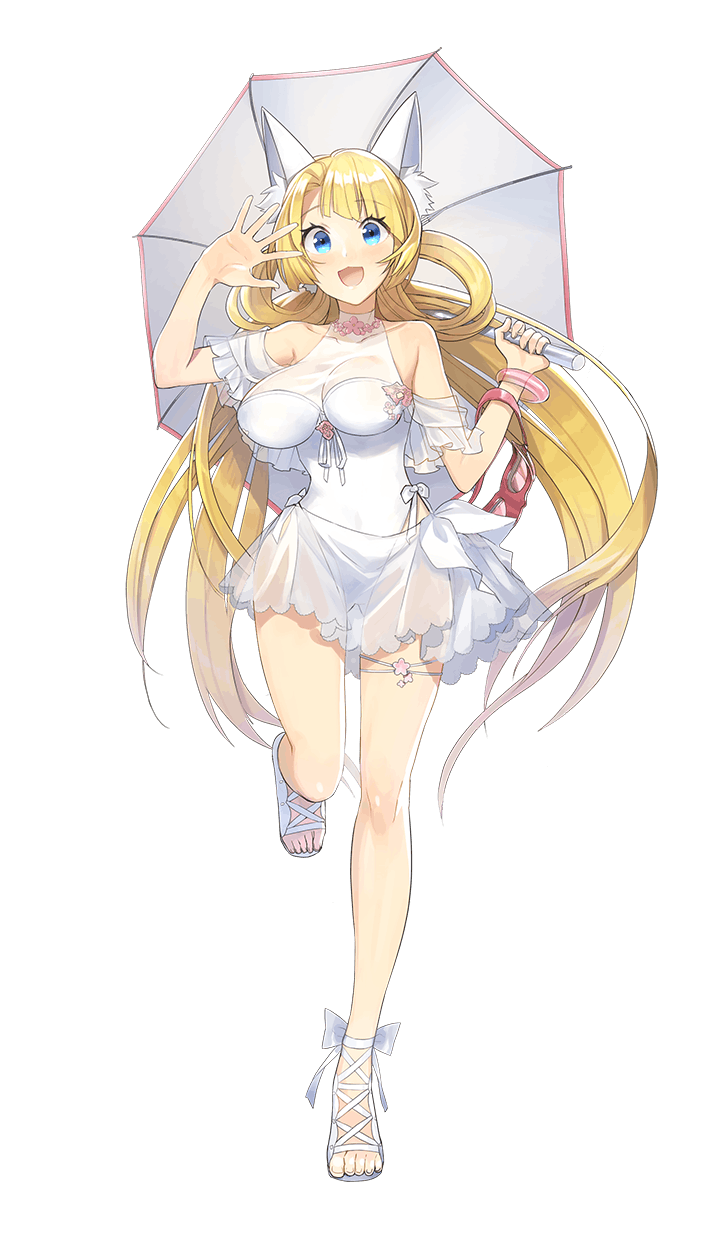 1girl, :d, alberta_wedemeyer, asymmetrical_bangs, bangs, bare_shoulders, blonde_hair, blue_eyes
