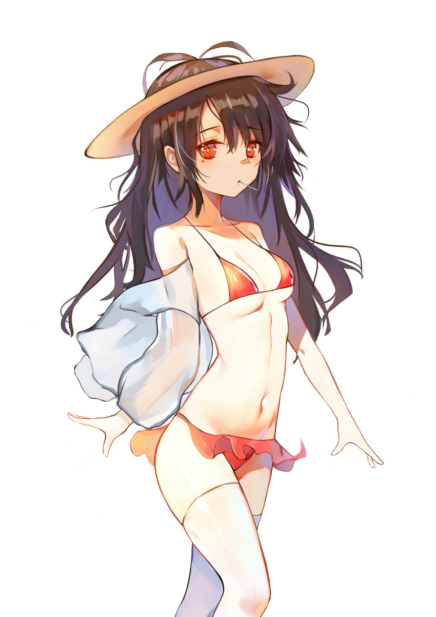 1girl, absurdres, antenna_hair, ban_bu_bu_duou, bikini, breasts, brown_hair, c-ms_(girls_frontline)