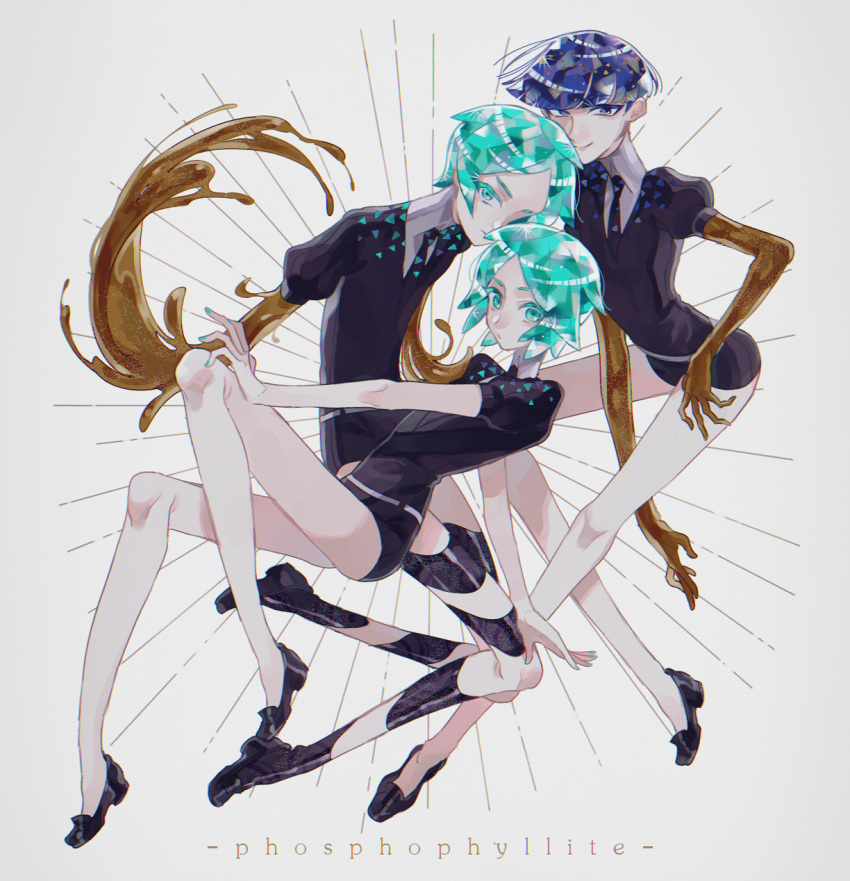 3others, androgynous, aqua_eyes, aqua_hair, bangs, blue_eyes, blue_hair, blunt_bangs