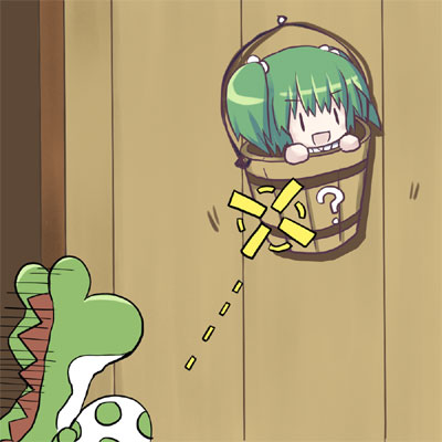 crossover, dollar, in_bucket, in_container, kisume, lowres, nintendo, parody