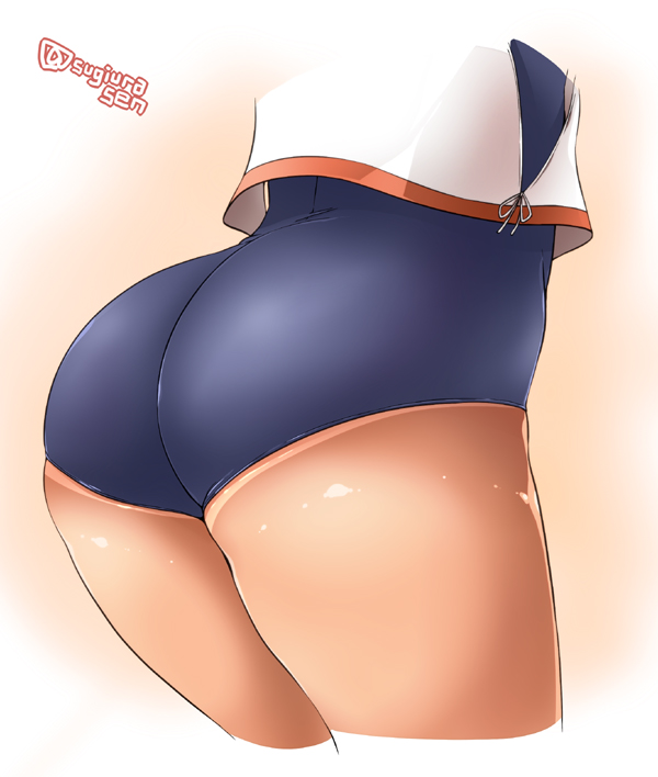 1girl, ass, close-up, i-401_(kantai_collection), kantai_collection, school_swimsuit, solo, sugiura