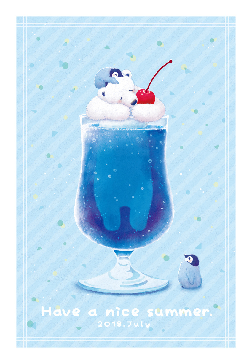 2018, bear, bird, blue, blush, cherry, chick, closed_eyes