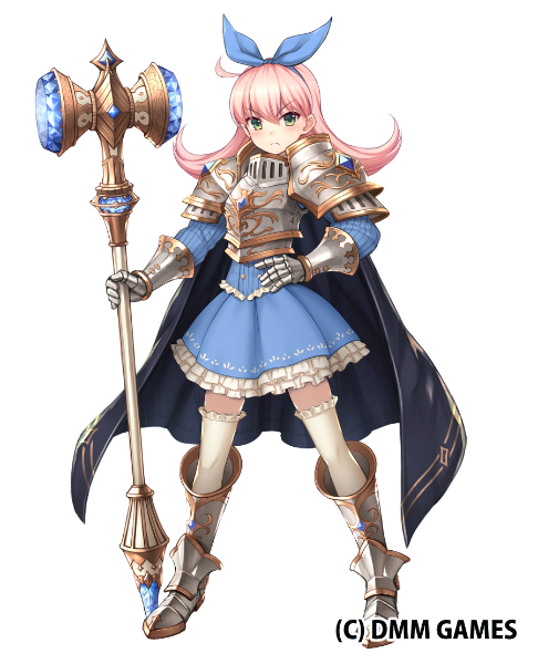 >:(, armor, black_cape, blue_bow, blue_skirt, bow, cape, frilled_skirt