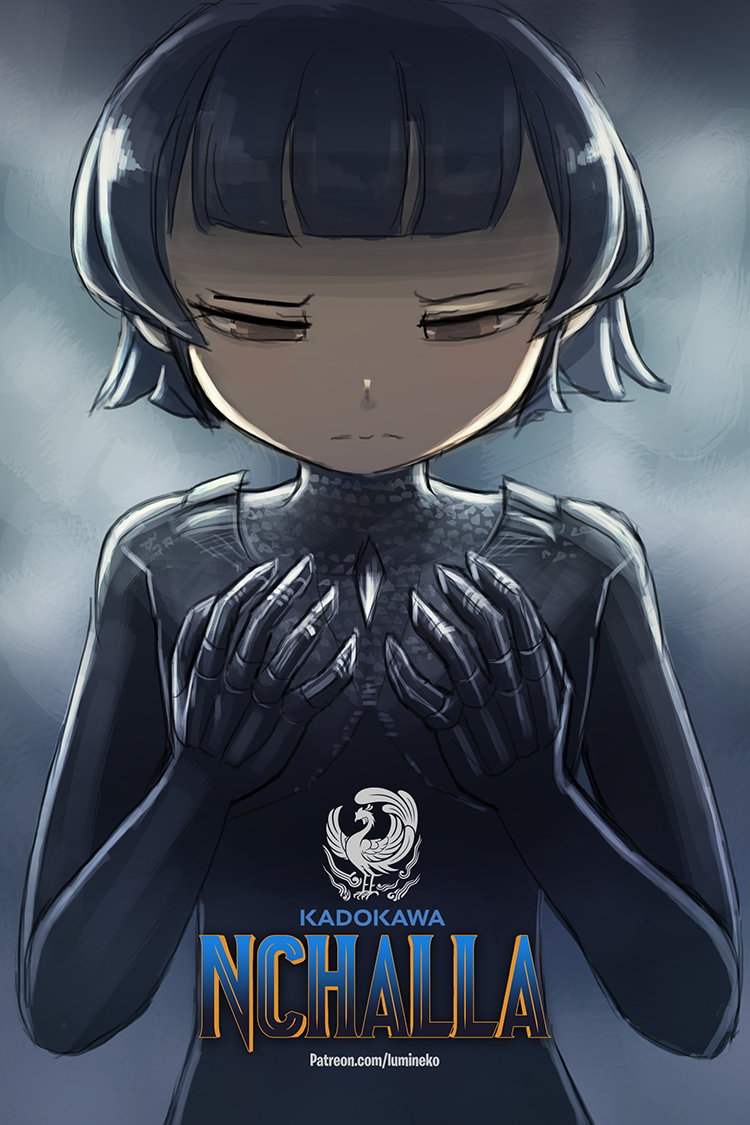 1girl, alternate_costume, arare_(kantai_collection), bangs, black_panther_(marvel), black_panther_(marvel)_(cosplay), blunt_bangs, brown_eyes