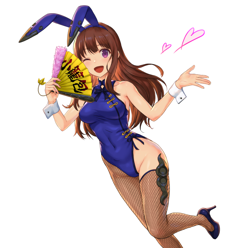 1girl, ;d, animal_ears, bangs, bare_shoulders, blush, bow, bowtie