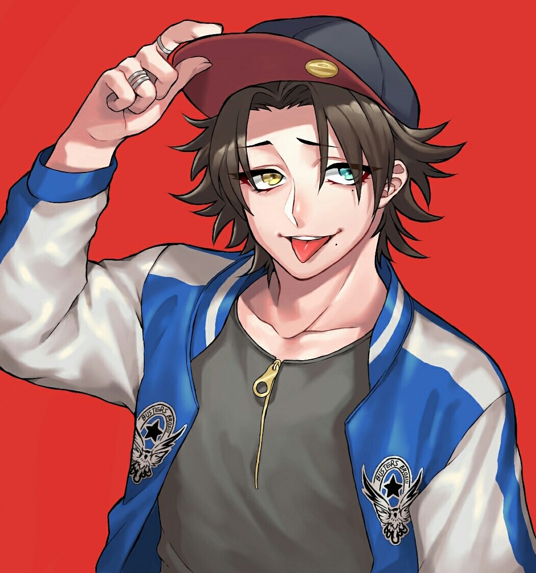 1boy, baseball_cap, black_hair, black_shirt, blue_eyes, haraodori_sp, hat, hat_tip