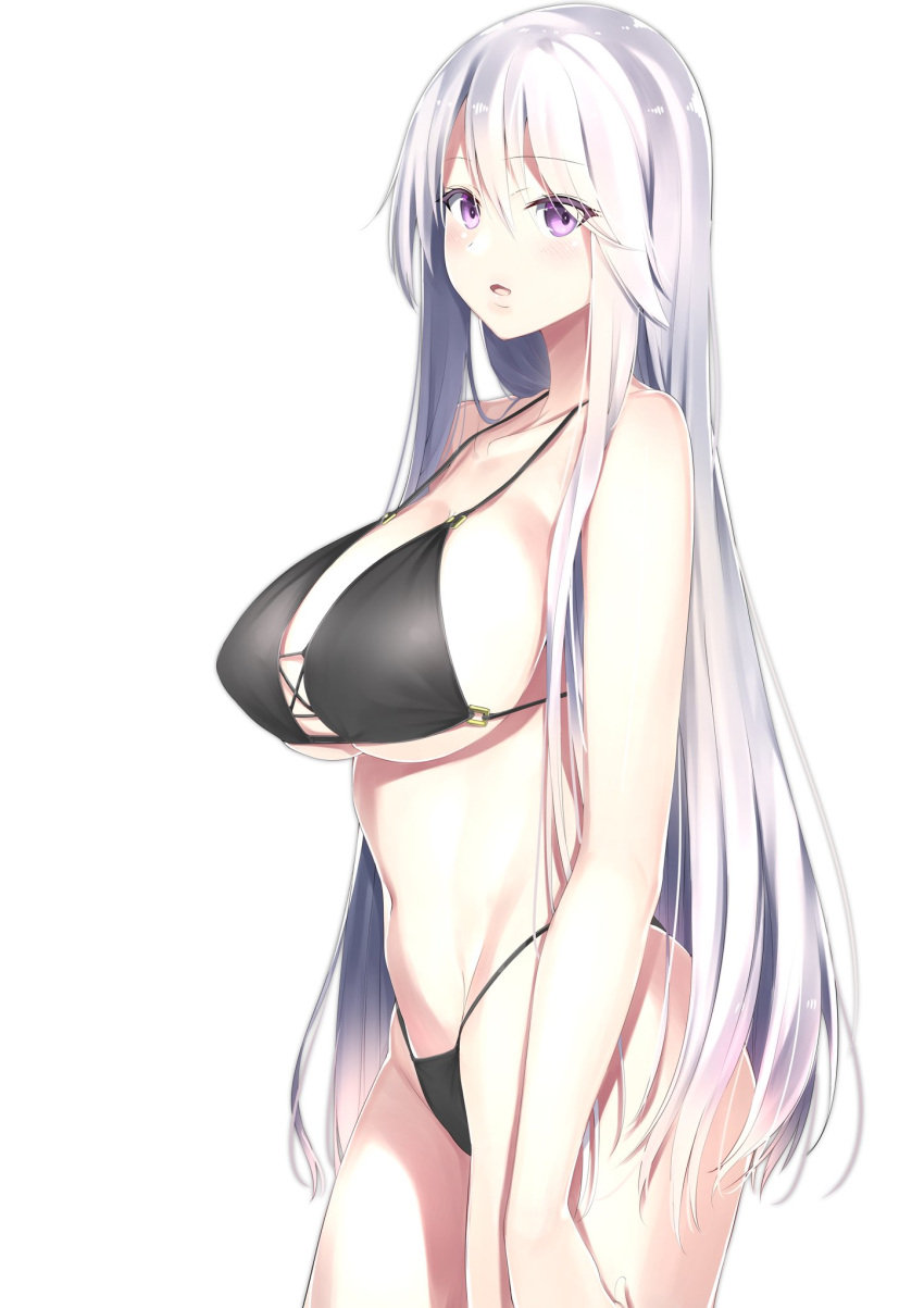 1girl, azur_lane, bikini, black_bikini, breasts, cleavage, collarbone, commentary_request