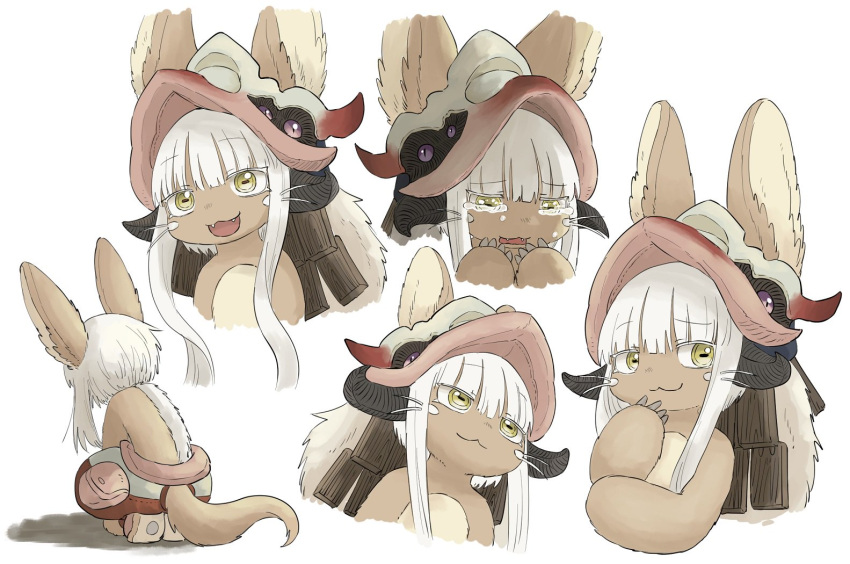 1girl, animal_ears, commentary, crying, fangs, from_behind, furry, hand_on_own_chin