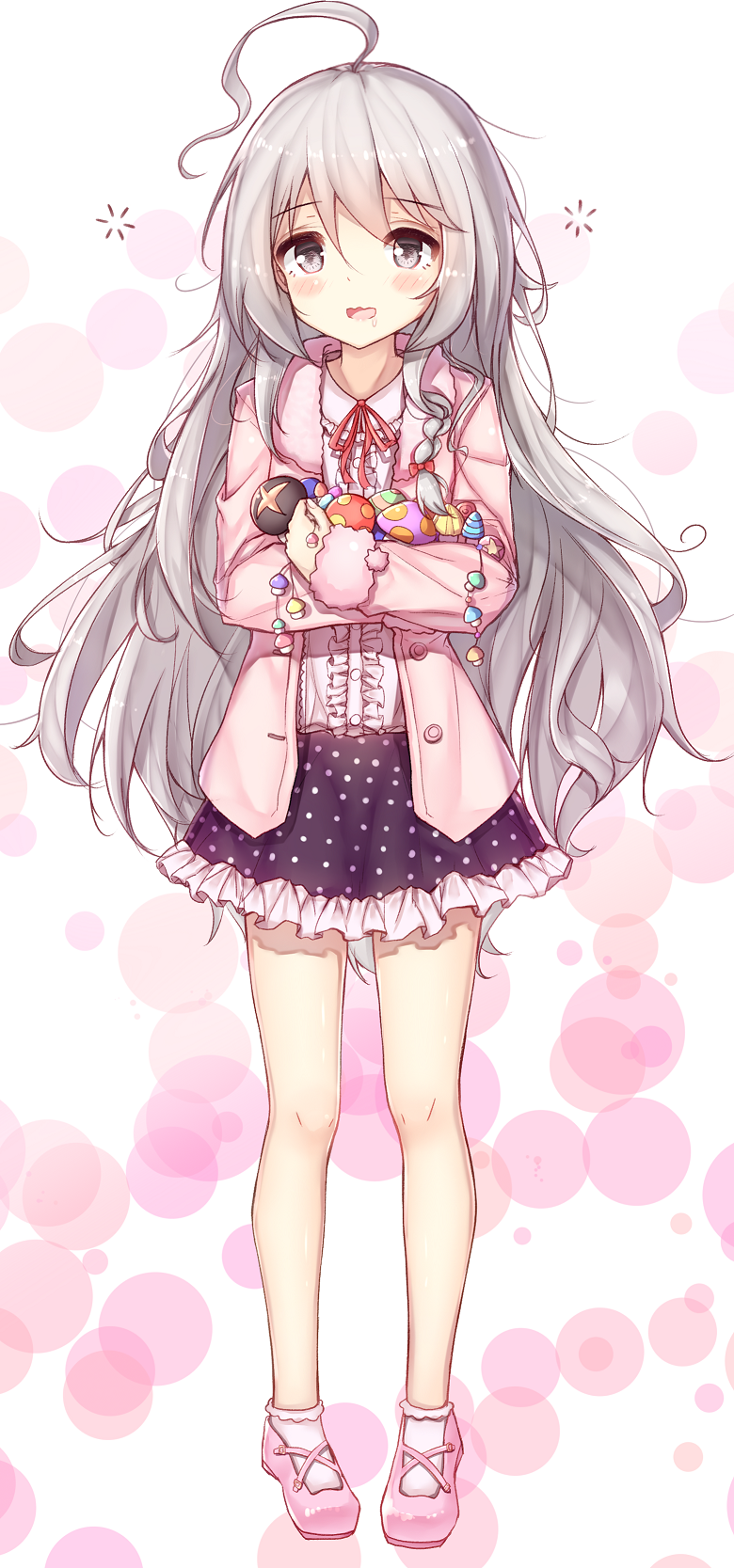 1girl, ahoge, black_skirt, blush, braid, cardigan, frilled_skirt, frills