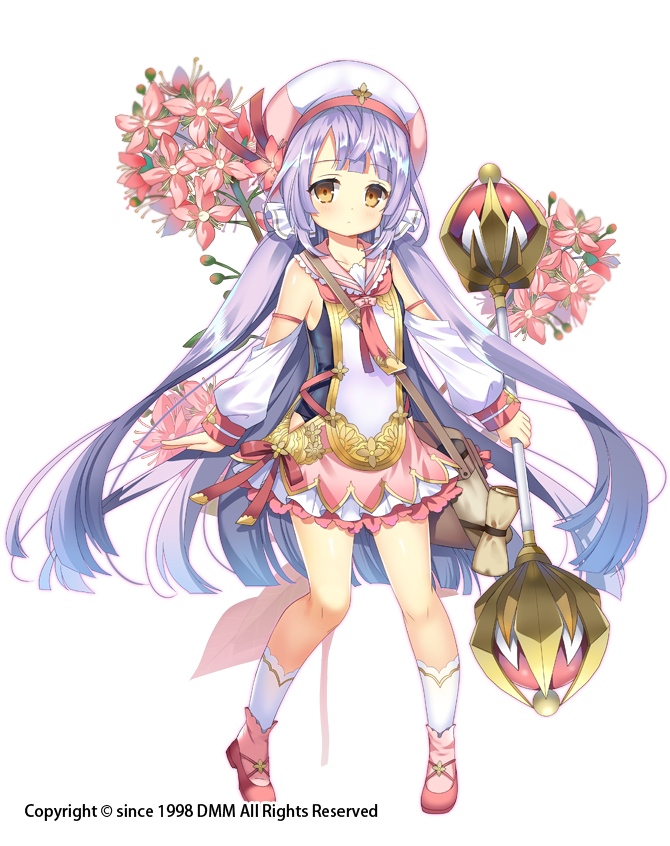 1girl, bag, bow, brown_eyes, closed_mouth, detached_sleeves, expressionless, flower