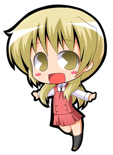 chibi, hidamari_sketch, lowres, miyako, pac-man_eyes, pacman_eyes, school_uniform, smile, suntail, yellow_eyes