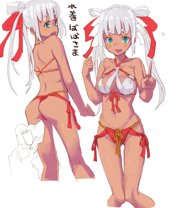 1girl, alpha_(katz332), ass, blush, bra, breasts, character_request, commentary_request