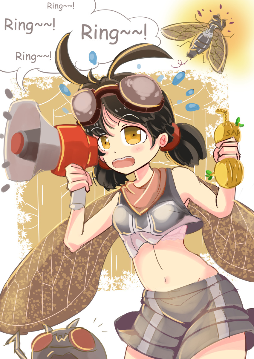 1girl, absurdres, antenna_hair, bangs, bare_arms, bare_shoulders, black_hair, blues_(artist)