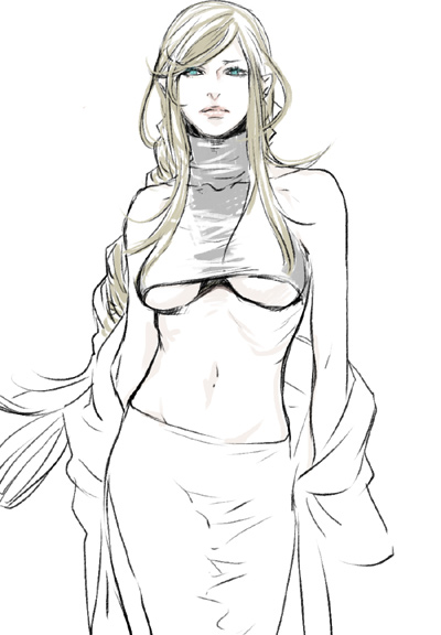 blonde_hair, breasts, dancer_(fft), final_fantasy, final_fantasy_tactics, long_hair, midriff, npn