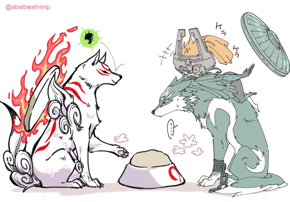 3others, amaterasu, animal, blue_eyes, bodypaint, capcom, crossover, earrings