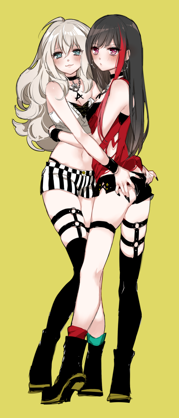 2girls, :3, ahoge, alternate_hair_length, alternate_hairstyle, aoba_moka, ass, bang_dream!