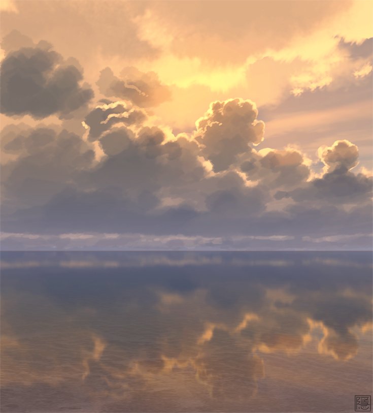 clouds, cloudy_sky, commentary_request, horizon, no_humans, ocean, original, outdoors