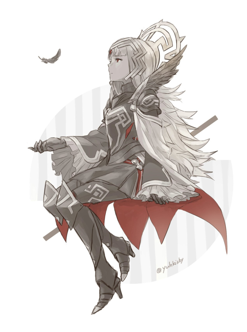 1girl, armor, cape, closed_mouth, crown, feathers, fire_emblem, fire_emblem_heroes