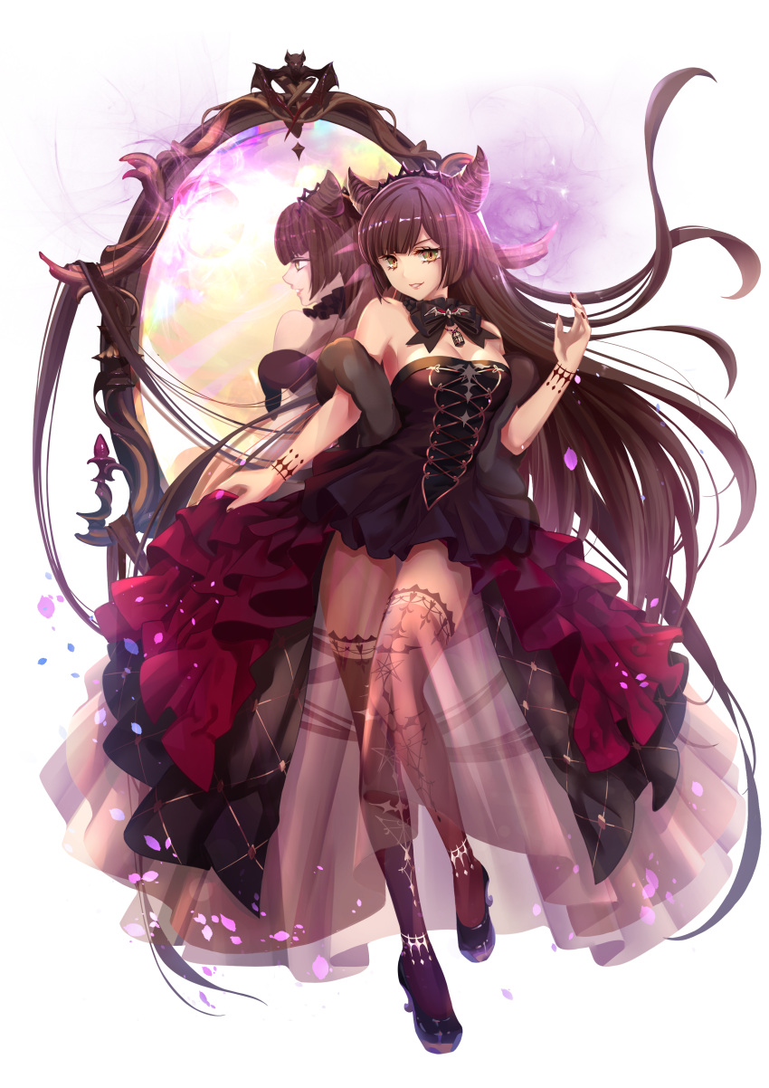 1girl, absurdly_long_hair, absurdres, bangs, bare_shoulders, bat, birdcage, black_bow