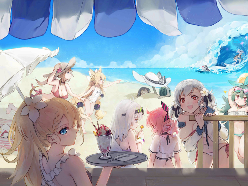6+girls, aa-12_(girls_frontline), ahoge, alternate_costume, alternate_hairstyle, an-94_(girls_frontline), anger_vein, animal_ears
