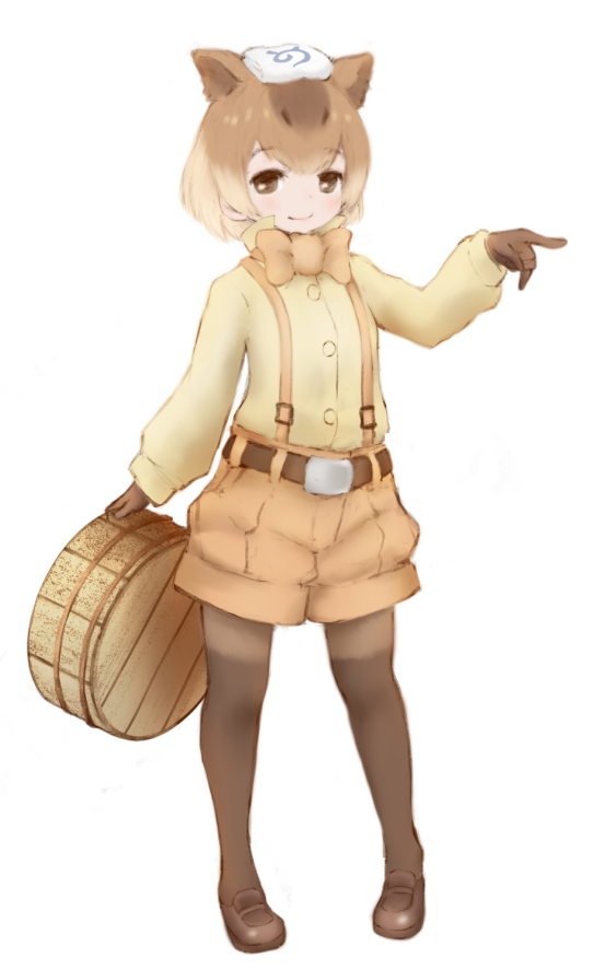 1girl, animal_ears, baggy_shorts, belt, blonde_hair, bow, bowtie, breasts