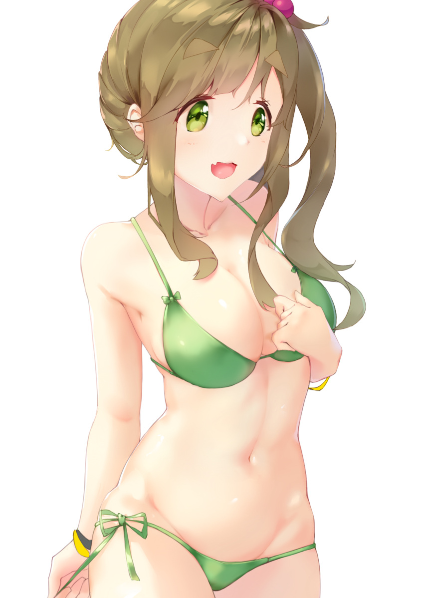 1girl, bangs, blush, breasts, brown_hair, cleavage, dgle3370, eyebrows_visible_through_hair