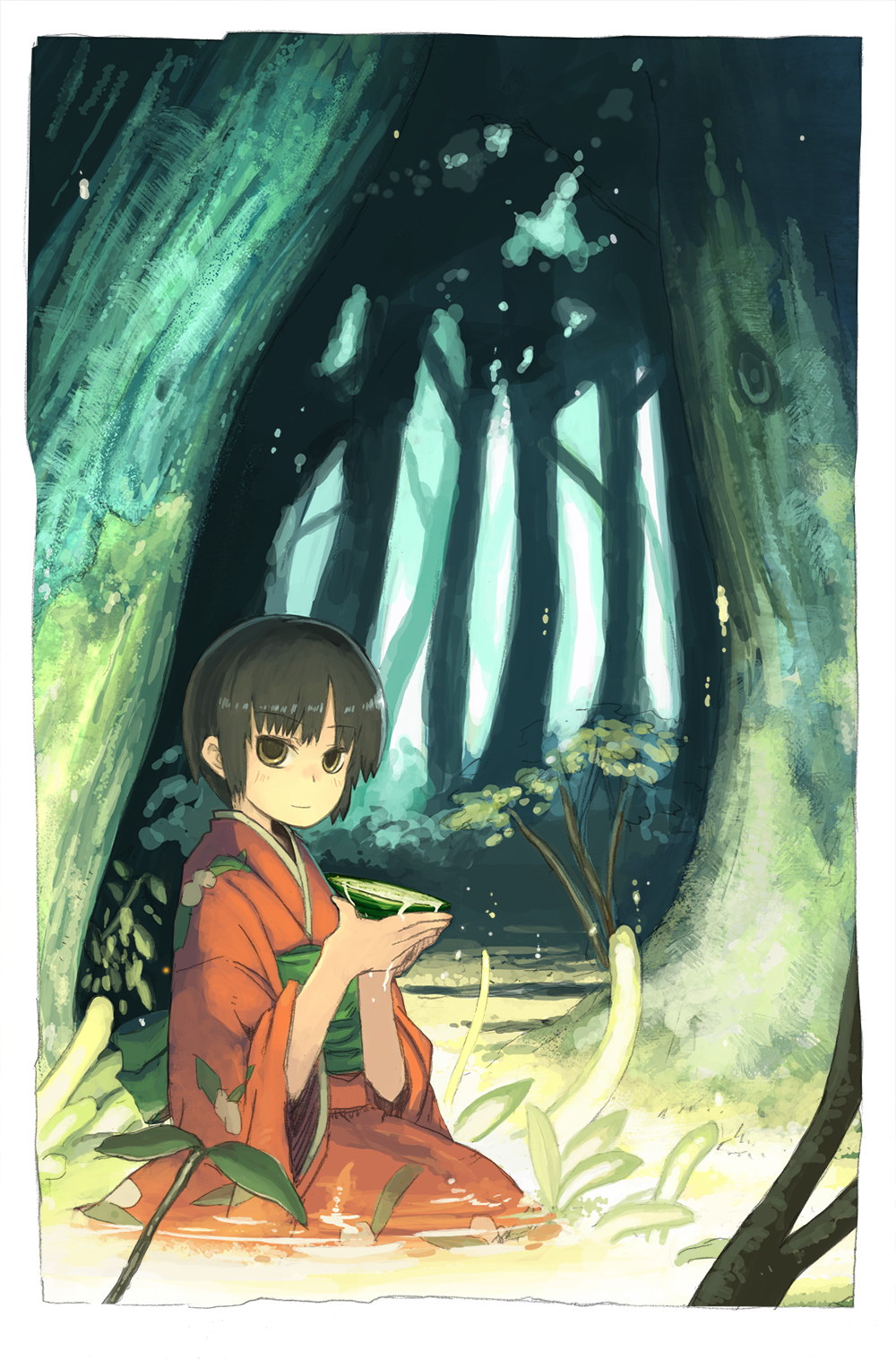 forest, highres, japanese_clothes, kimono, mushishi, nature, renzu, renzu_(mushishi)