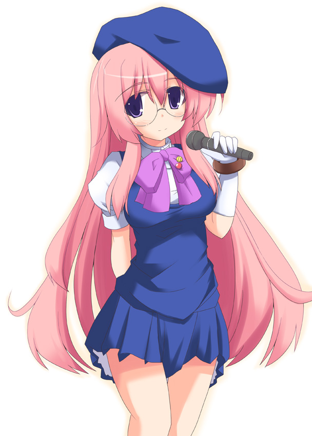 cosplay, endou_aya, glasses, hat, kugui_kiyunemu, long_hair, lucky_star, macross