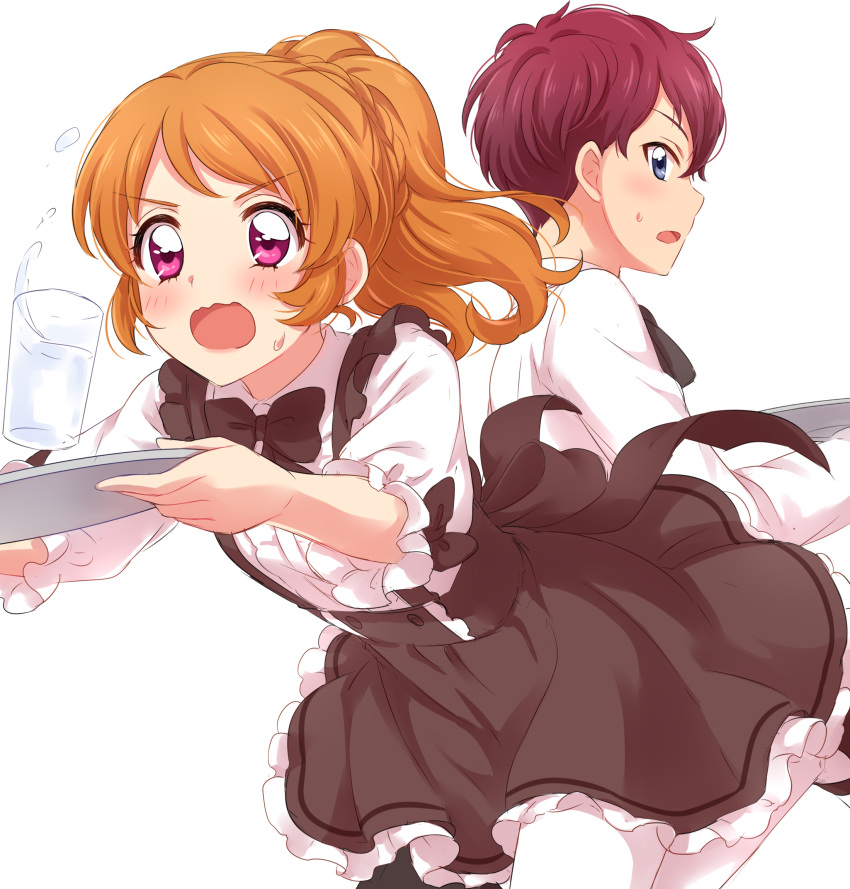 1boy, 1girl, aikatsu!, aikatsu!_(series), black_neckwear, black_ribbon, black_skirt, blue_eyes