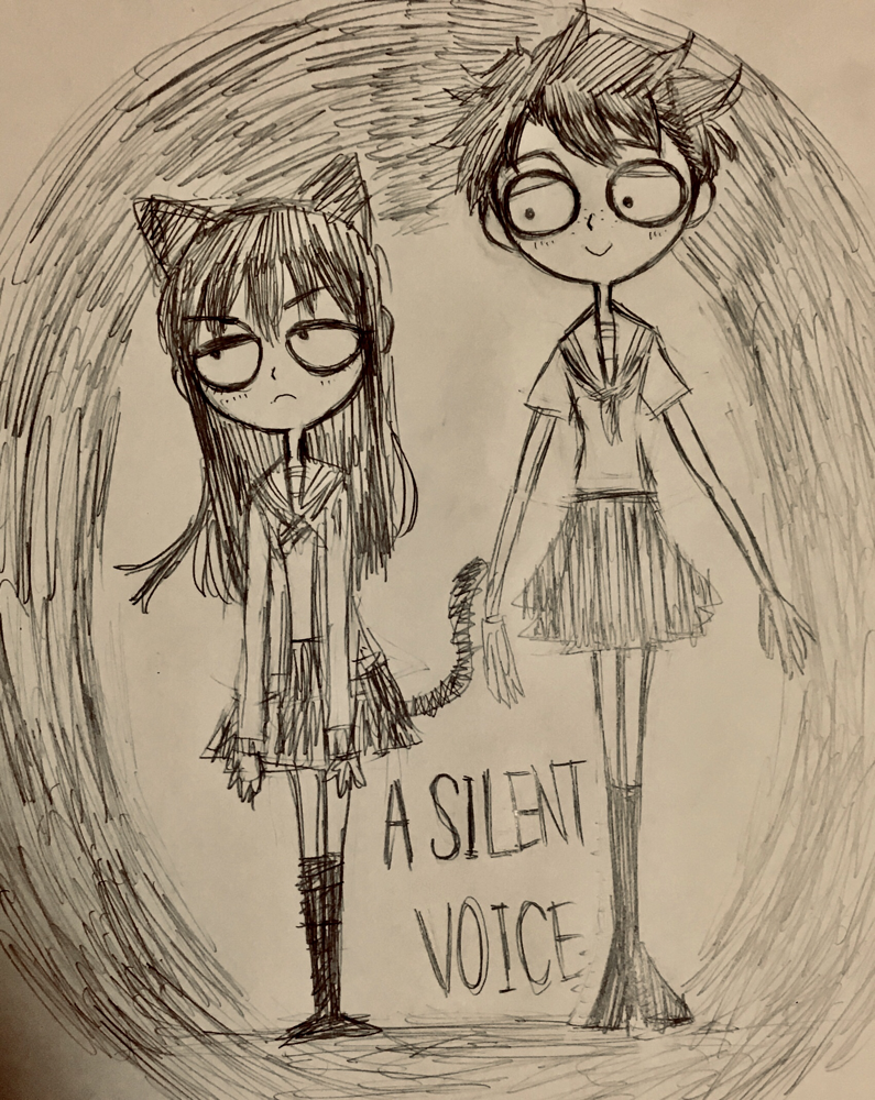 2girls, :>, animal_ears, arms_at_sides, bangs, blouse, blush, cat_ears