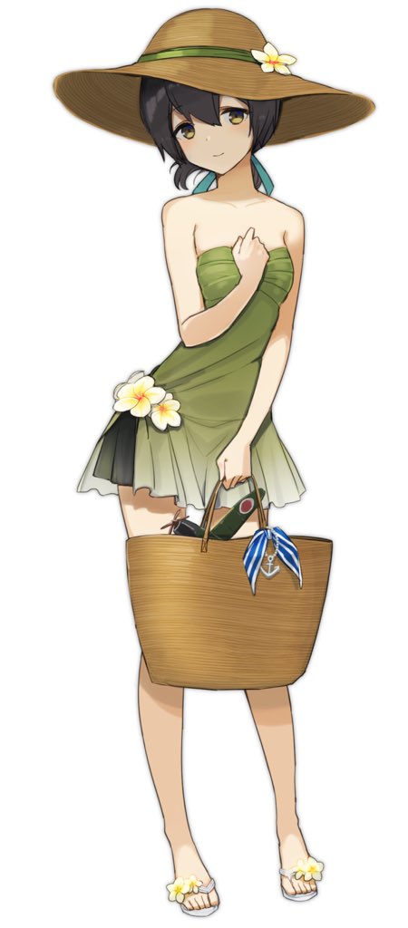 1girl, aircraft, aircraft_request, airplane, alternate_costume, anchor, bag, black_hair