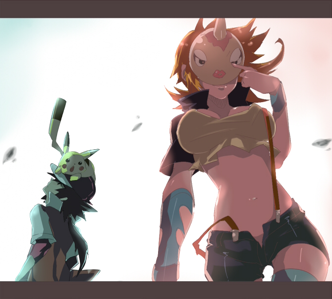 1girl, adult, akishima_kei, bad_id, baseball_cap, denim, denim_shorts, goldeen