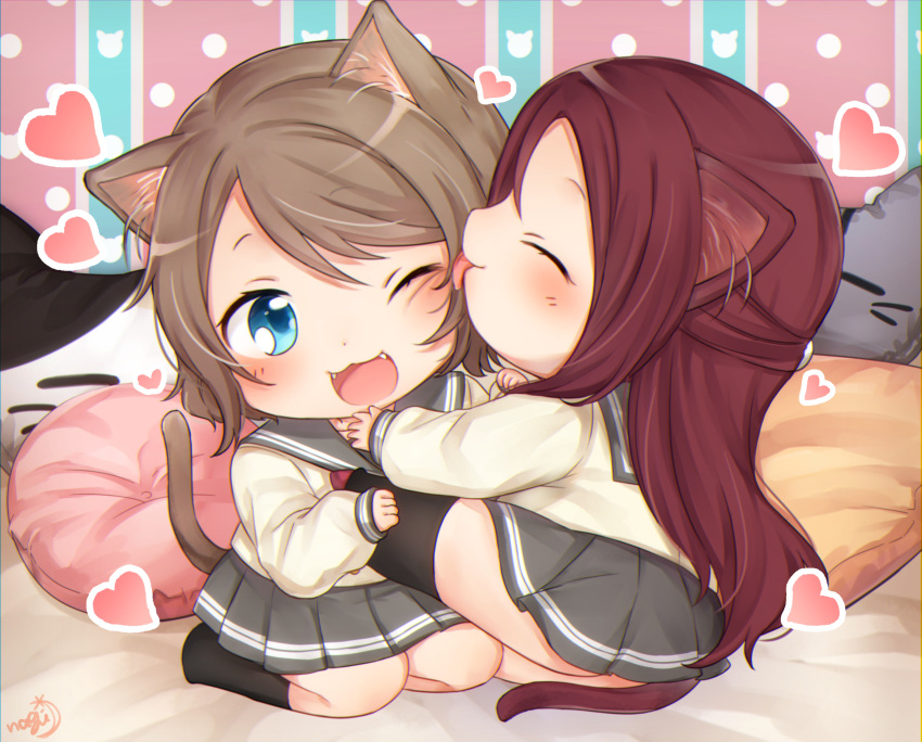 ;3, absurdres, animal_ears, artist_logo, black_legwear, blue_eyes, blush, bow