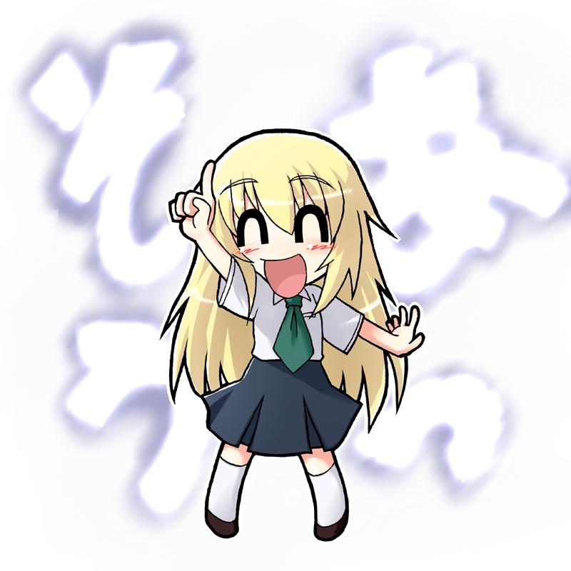 chibi, closed_eyes, kate, licorice, long_hair, necktie, school_uniform, sketchbook, sketchbook_full_colors, smile, socks