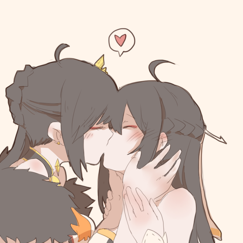 2girls, ahoge, ara_han, black_hair, blush, comic, elsword, hair_ornament