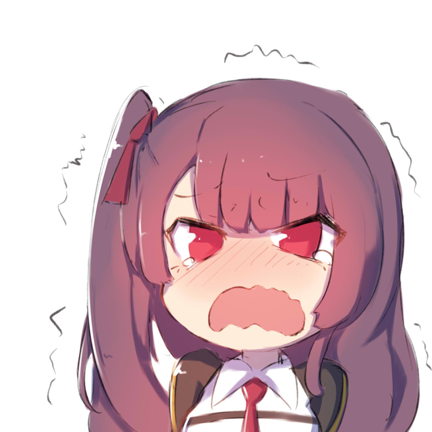 1girl, blush, chibi, crying, crying_with_eyes_open, ememo, girls_frontline, hair_ribbon