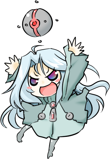 1girl, :d, ahoge, arms_up, bangs, blue_eyes, blue_hair, blush_stickers